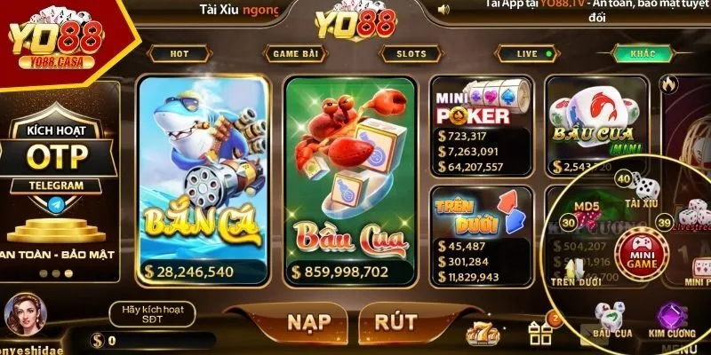Sảnh Minigames đa dạng